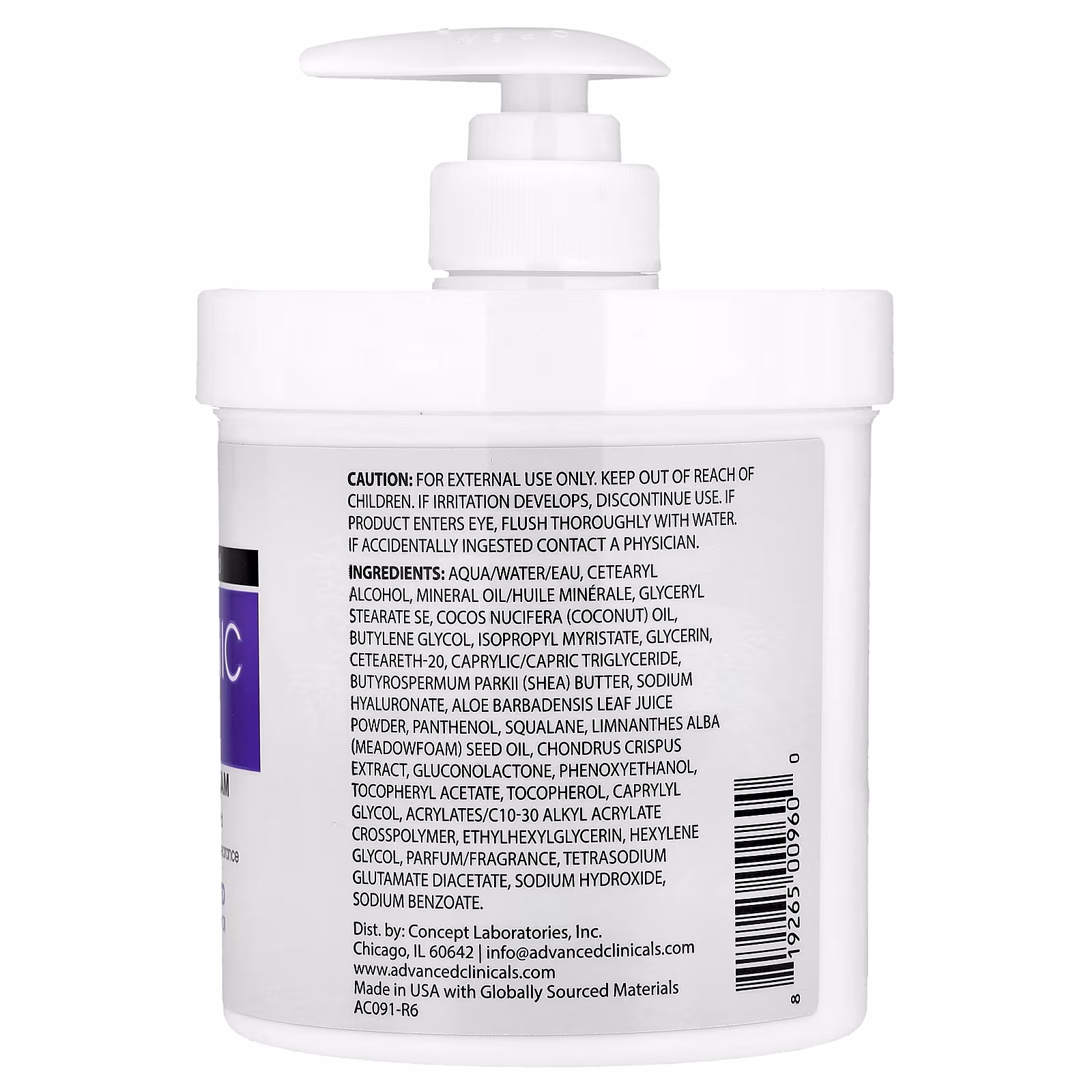 Advanced Clinicals, Hyaluronic Acid Hydrating Body Cream Advanced Clinicals, Hyaluronic Acid Hydrating Body Cream - Image 2