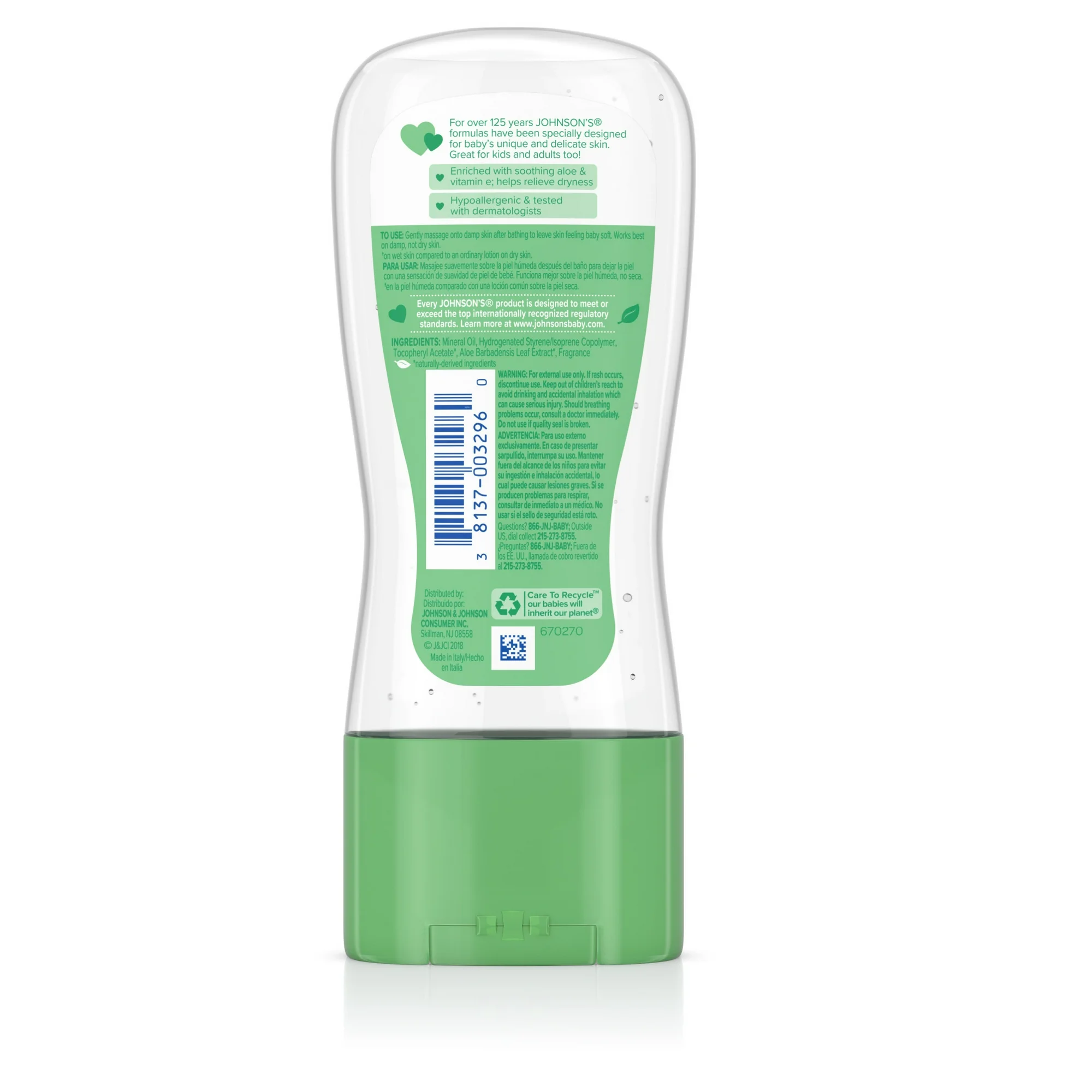 Johnson's Baby Oil Gel with Aloe Vera & Vitamin E, Hypoallergenic Baby Skin Care, 6.5 fl. oz Johnson's Baby Oil Gel with Aloe Vera & Vitamin E, Hypoallergenic Baby Skin Care, 6.5 fl. oz - Image 2