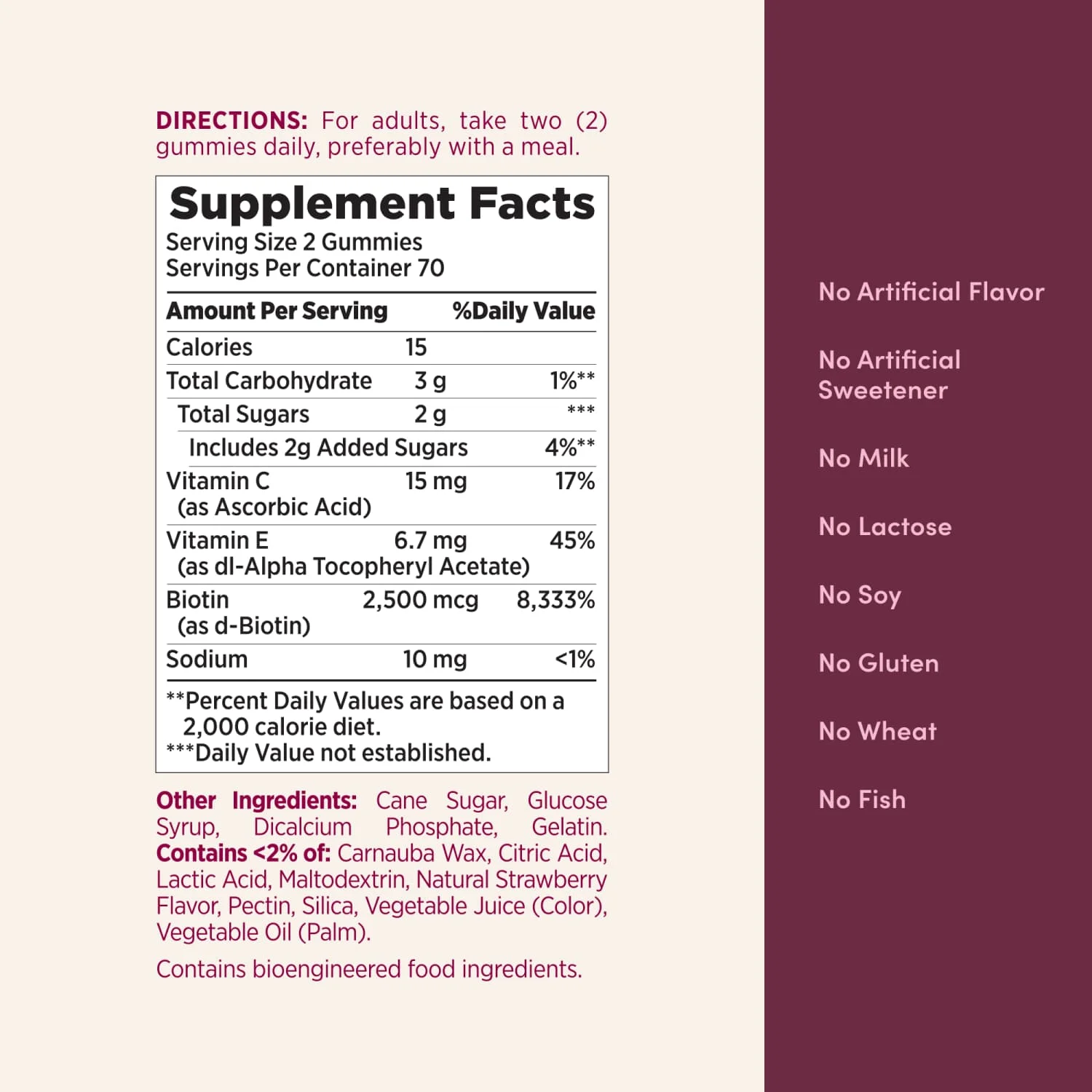 Nature's Bounty Hair, Skin and Nails Strawberry Gummies, 2500mcg Biotin, 140 Ct. Nature's Bounty Hair, Skin and Nails Strawberry Gummies, 2500mcg Biotin, 140 Ct. - Image 5