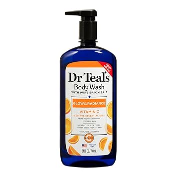 Body Wash with Pure Epsom Salt, Glow & Radiance, Vitamin C & Citrus Essential Oils Teal's, 24 fl oz