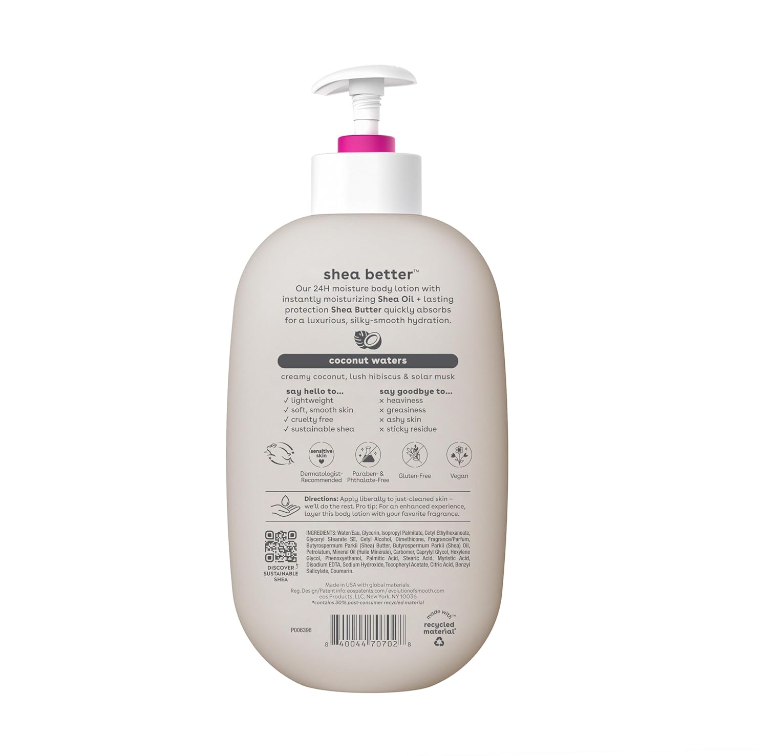 EOS, Shea Better™, 24H Moisture Body Lotion, Coconut Waters, 16 fl oz (473 ml) EOS, Shea Better™, 24H Moisture Body Lotion, Coconut Waters, 16 fl oz (473 ml) - Image 2