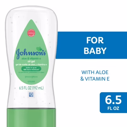 Johnson's Baby Oil Gel with Aloe Vera & Vitamin E, Hypoallergenic Baby Skin Care, 6.5 fl. oz