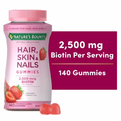 Nature's Bounty Hair, Skin and Nails Strawberry Gummies, 2500mcg Biotin, 140 Ct.