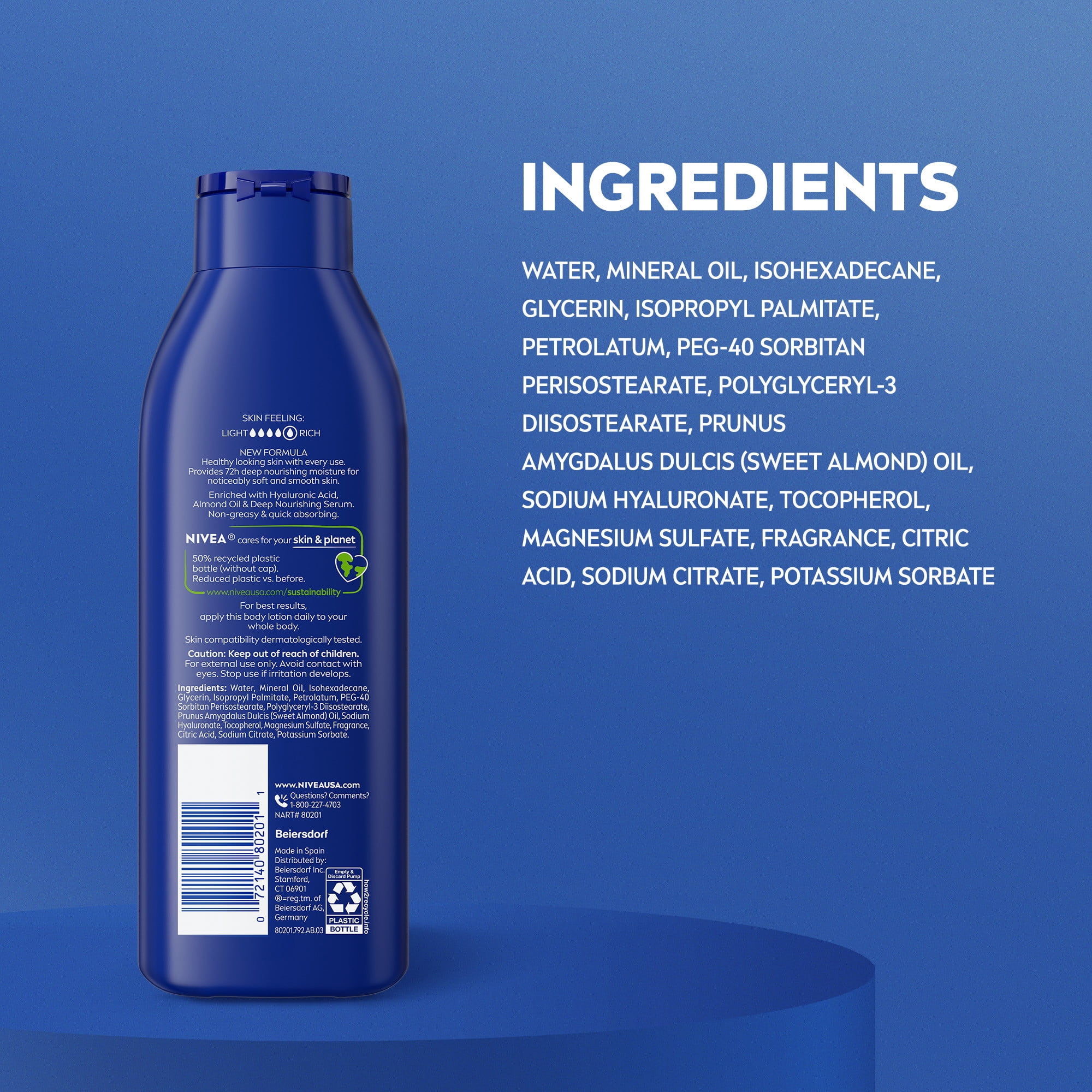 NIVEA Essentially Enriched Body Lotion with Hyaluronic Acid and Almond Oil, 8.4 fl oz NIVEA Essentially Enriched Body Lotion with Hyaluronic Acid and Almond Oil, 8.4 fl oz - Image 3