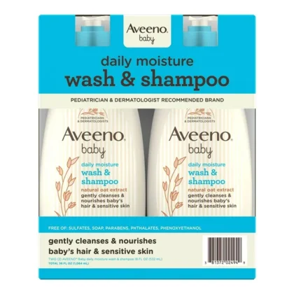 Aveeno Baby 2-in-1 Wash and Shampoo, 18 fl. oz., pk of 2